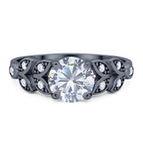 Round Natural Stone Leaf Design Ring