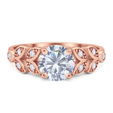 Round Natural Stone Leaf Design Ring