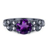 Round Natural Stone Leaf Design Ring