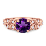 Round Natural Stone Leaf Design Ring