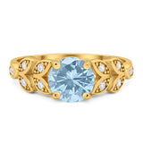 Round Natural Stone Leaf Design Ring