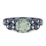 Round Natural Stone Leaf Design Ring