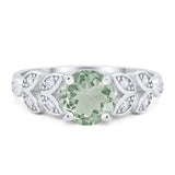 Round Natural Stone Leaf Design Ring