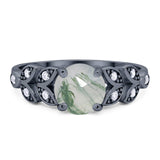 Round Natural Stone Leaf Design Ring