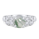 Round Natural Stone Leaf Design Ring
