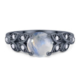 Round Natural Stone Leaf Design Ring