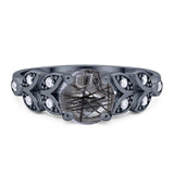 Round Natural Stone Leaf Design Ring