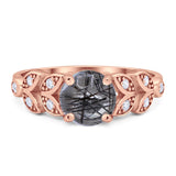 Round Natural Stone Leaf Design Ring