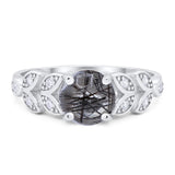 Round Natural Stone Leaf Design Ring