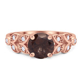 Round Natural Stone Leaf Design Ring