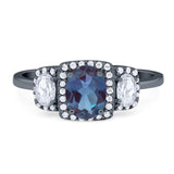 Three Stone Oval Natural Stone Trellis Ring