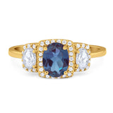 Three Stone Oval Natural Stone Trellis Ring