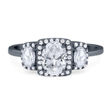 Three Stone Oval Natural Stone Trellis Ring