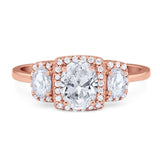 Three Stone Oval Natural Stone Trellis Ring