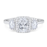 Three Stone Oval Natural Stone Trellis Ring