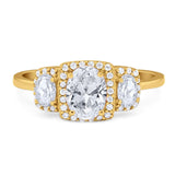 Three Stone Oval Natural Stone Trellis Ring