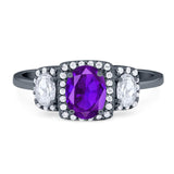 Three Stone Oval Natural Stone Trellis Ring