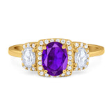 Three Stone Oval Natural Stone Trellis Ring