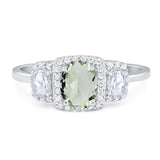 Three Stone Oval Natural Stone Trellis Ring