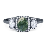 Three Stone Oval Natural Stone Trellis Ring
