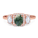 Three Stone Oval Natural Stone Trellis Ring