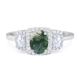 Three Stone Oval Natural Stone Trellis Ring