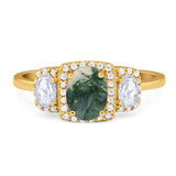 Three Stone Oval Natural Stone Trellis Ring