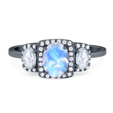 Three Stone Oval Natural Stone Trellis Ring