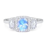 Three Stone Oval Natural Stone Trellis Ring