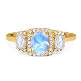 Three Stone Oval Natural Stone Trellis Ring