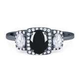 Three Stone Oval Natural Stone Trellis Ring