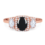 Three Stone Oval Natural Stone Trellis Ring