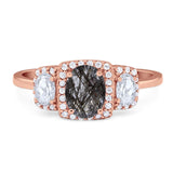 Three Stone Oval Natural Stone Trellis Ring