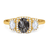 Three Stone Oval Natural Stone Trellis Ring