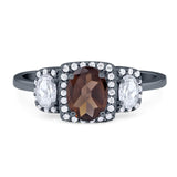 Three Stone Oval Natural Stone Trellis Ring