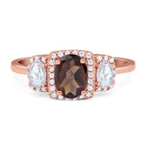 Three Stone Oval Natural Stone Trellis Ring