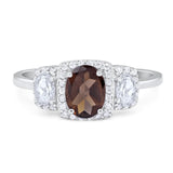 Three Stone Oval Natural Stone Trellis Ring