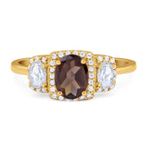 Three Stone Oval Natural Stone Trellis Ring