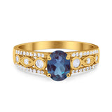 Vintage Style Oval Natural Stone Ring