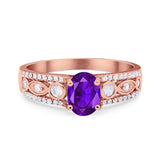 Vintage Style Oval Natural Stone Ring