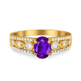 Vintage Style Oval Natural Stone Ring