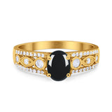 Vintage Style Oval Natural Stone Ring