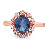 Art Deco Oval Natural Stone Floral Ring