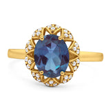 Art Deco Oval Natural Stone Floral Ring