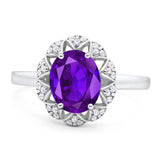 Art Deco Oval Natural Stone Floral Ring