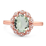Art Deco Oval Natural Stone Floral Ring