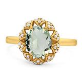 Art Deco Oval Natural Stone Floral Ring