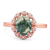 Art Deco Oval Natural Stone Floral Ring