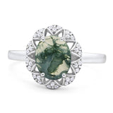 Art Deco Oval Natural Stone Floral Ring