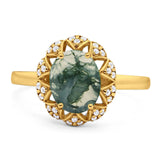 Art Deco Oval Natural Stone Floral Ring